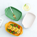 北欧创意撞色方形烤盘家用双耳防烫陶瓷盘焗饭盘烘焙盘子餐厅餐具