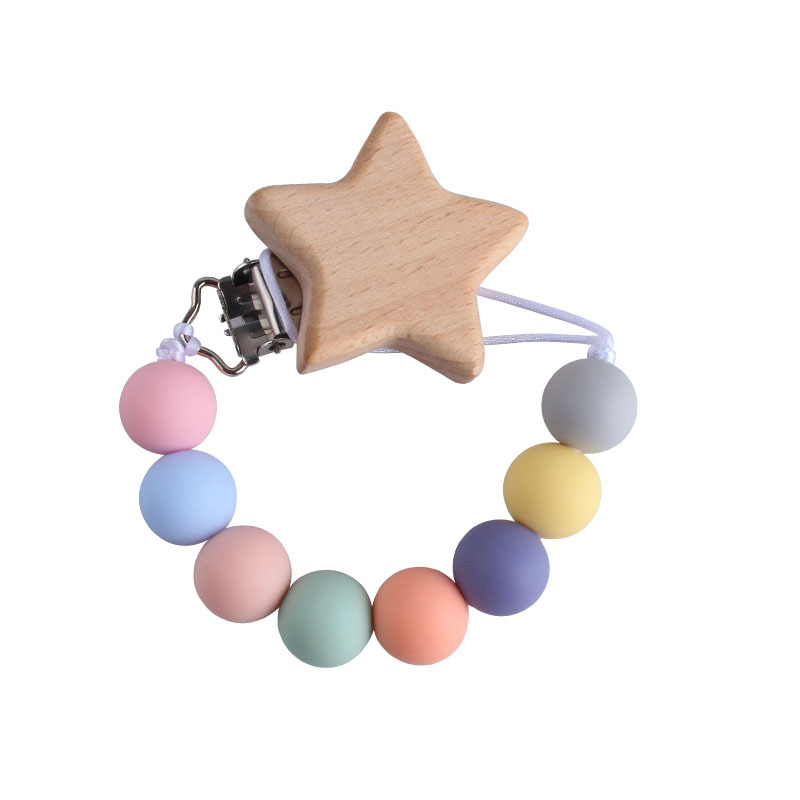 Nueva Haya estrella de cinco puntas chupete clip bebé DIY creativo cadena chupete de silicona de dibujos animados Beech Toy teether