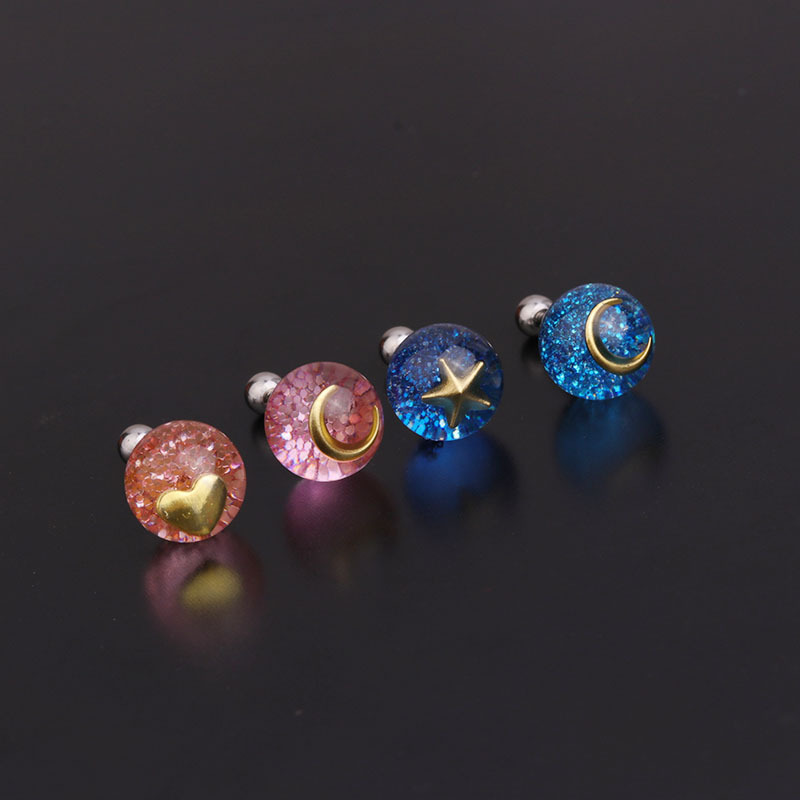 simple blue crystal stainless steel fashion earrings