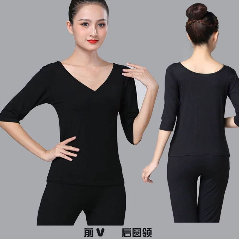 Современная танцевальная одежда Танцевальная одежда для тела Модальная хлопковая верхняя тренировочная одежда Женский новый стиль