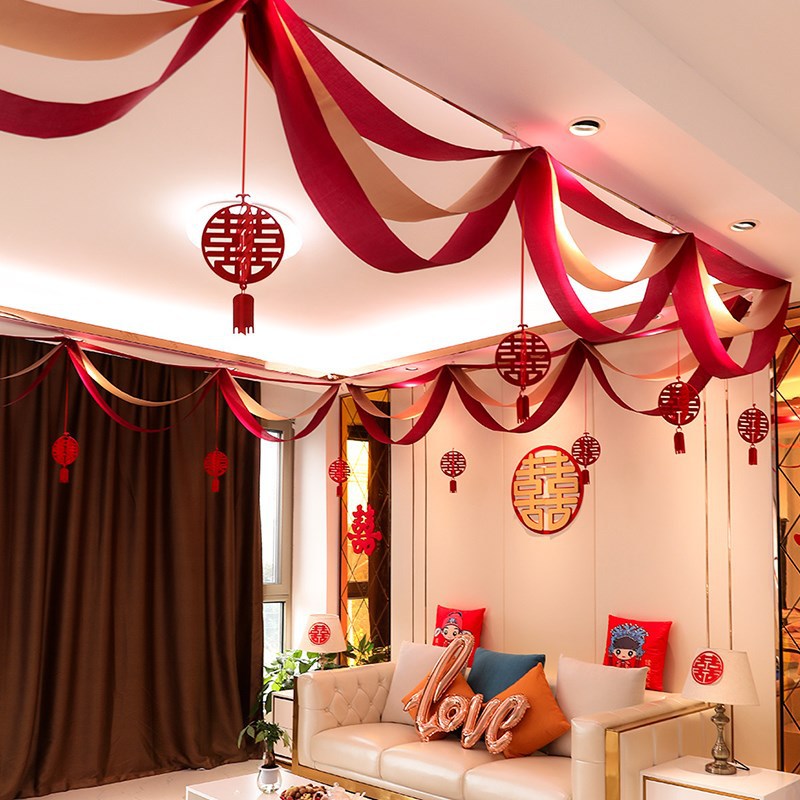 网红波浪旗婚房布置结婚客厅拉花装饰婚礼创意浪漫婚庆用品大全