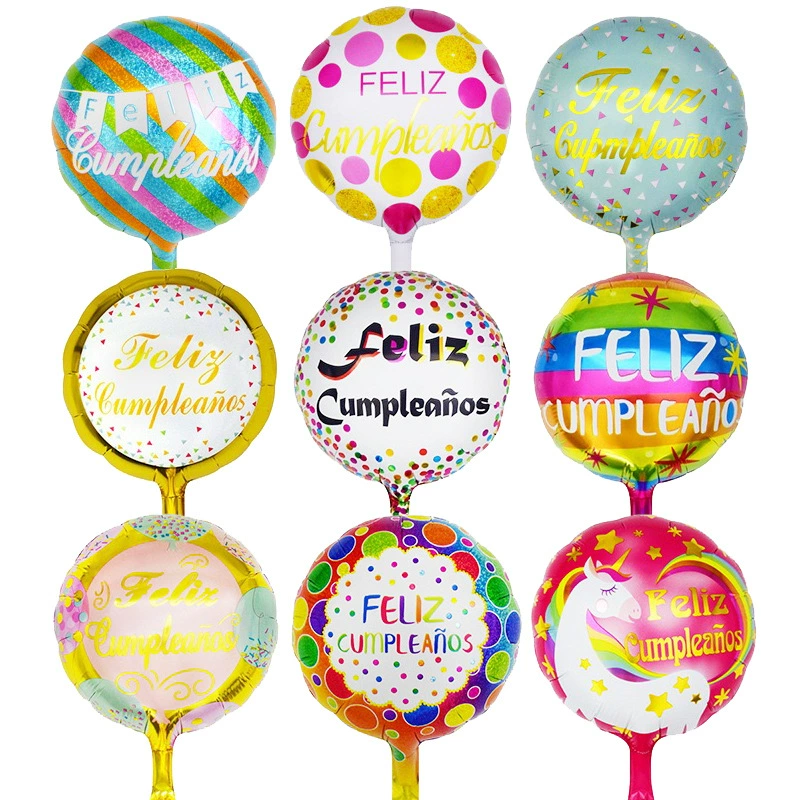 10 дюймов испанский день рождения макет поставки круглые буквы алюминиевая пленка украшение воздушный шар полосатый точка воздушный шар крест-Бордер