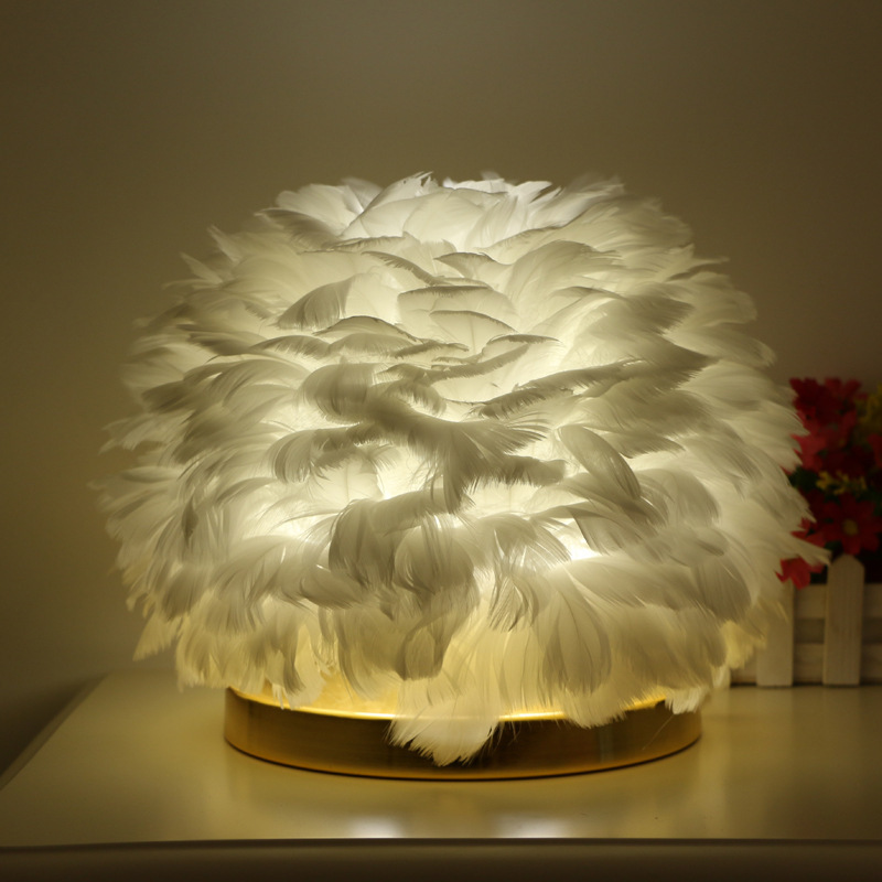 Feather Table Lamp Bedroom Light Luxury Hemisphere Internet Famous ins Girls Warm Wedding Creative Personality Decorative Bedside Lamps Feather Table Lamp Bedroom Light Luxury Hemisphere Internet Famous ins Girls Warm Wedding Creative Personality Decorative Bedside Lamps