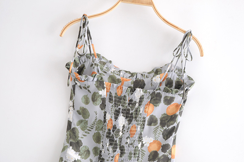 autumn lemon leaf print fungus side shoulder strap camisole  NSAM5557