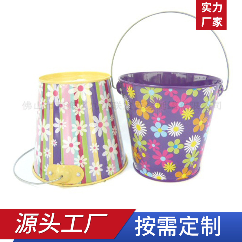工厂供应复活节桶双面印刷铁桶马口铁桶露营金属桶跨境专供
