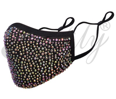 跨境鑽口罩防塵pm2.5 過濾片黑色時尚明星彩鑽個性棉布可水洗口罩