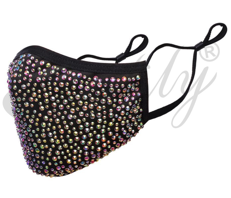 跨境鑽口罩防塵pm2.5 過濾片黑色時尚明星彩鑽個性棉布可水洗口罩