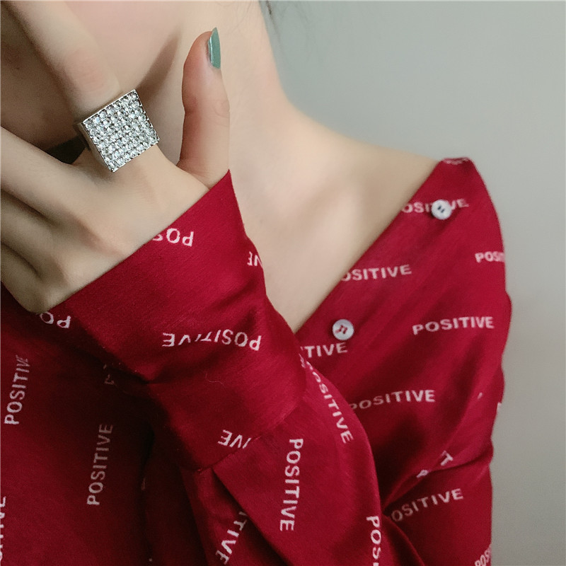 Flashing Diamond Square Ring Fashionable Middle Index Finger Ring Wholesale Nihaojewelry display picture 4