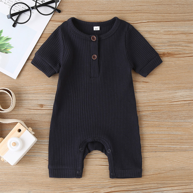 Baby One-piece Solid Color Fashion Summer Short-sleeved Baby Romper display picture 12