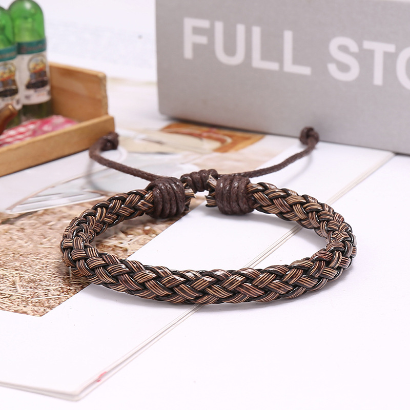 Punk jewelry new PU woven bracelet simple wild men and women couple jewelry leather bracelet wholesa
