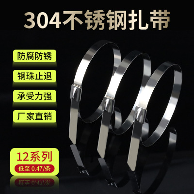 金属扎带304不锈钢扎带船用电缆线捆扎带铁丝固定扣光伏电力扎带