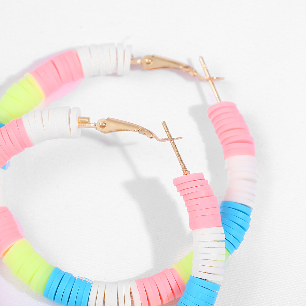 hot sale beach C-shaped soft pottery color exaggerated earrings wholesale