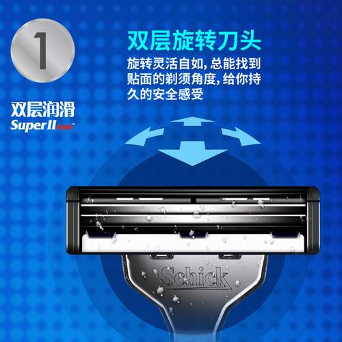 Schick/comfortable double-layer lubrication 8-blade men's razor manual razor manual blade replacement