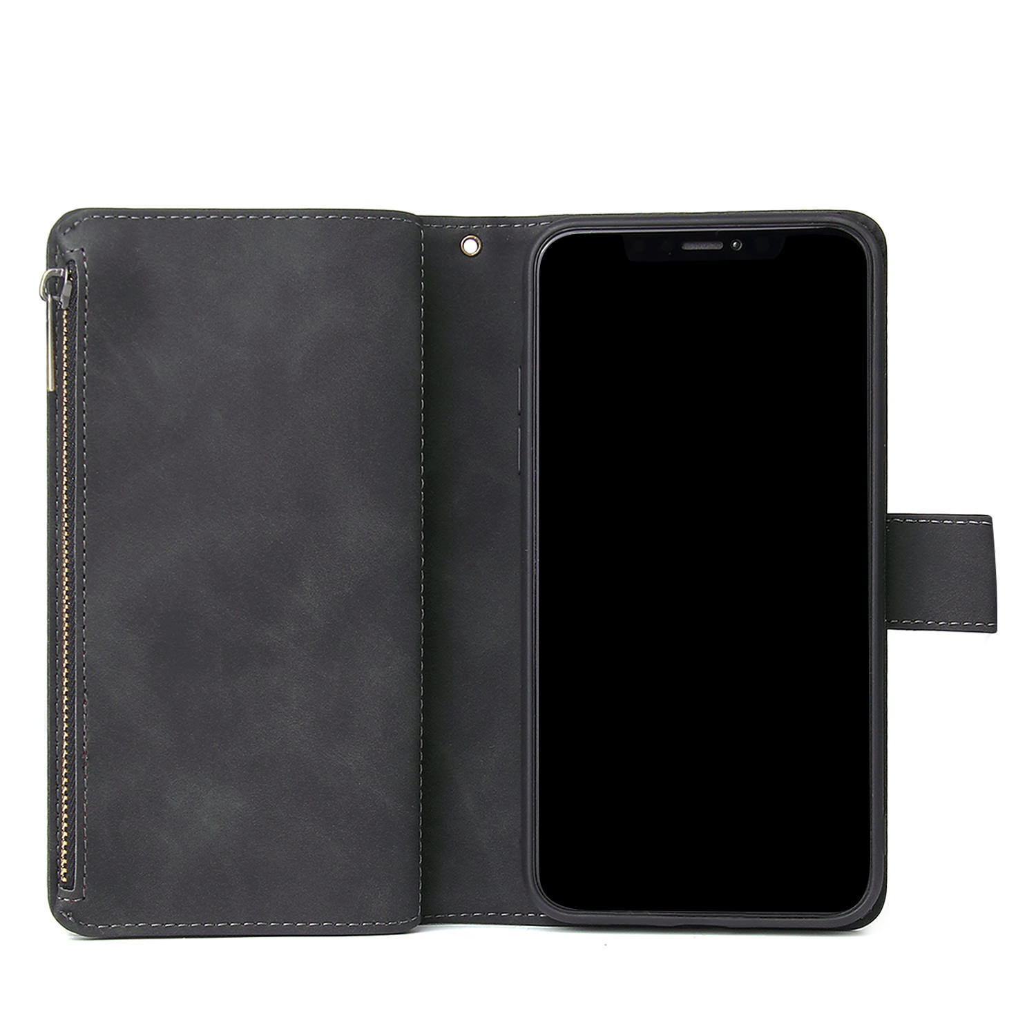 Suitable For IPhone 12 Zipper Phone 17 Pro Max Stand Multi-Card Wallet Leather Case XS_voghion.com