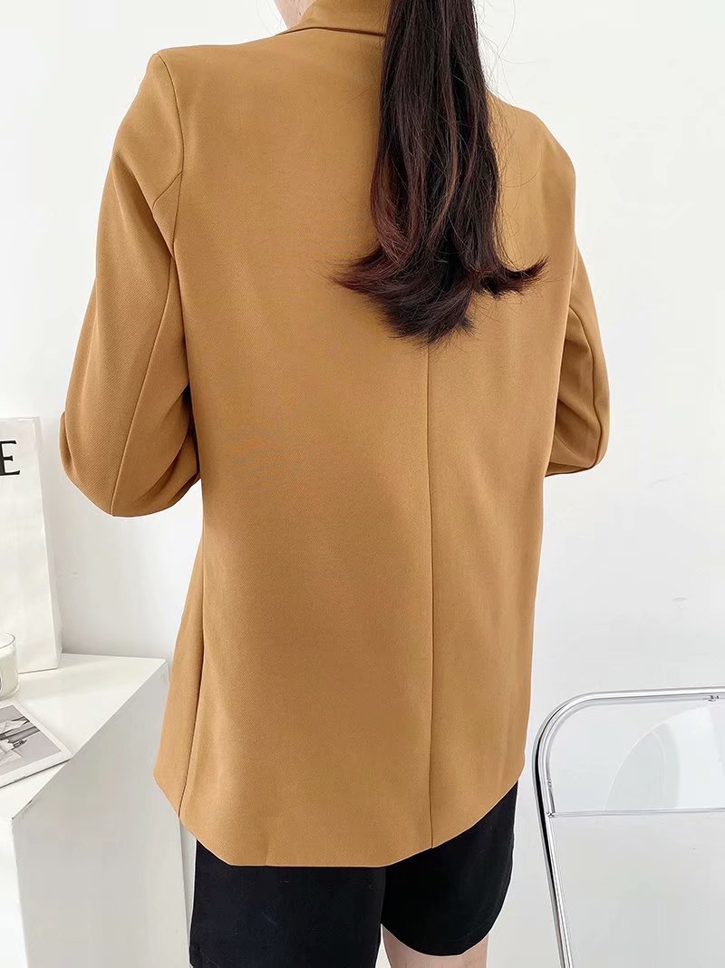 wholesale autumn camel double-breasted belt women s suit blazer  NSAM3068