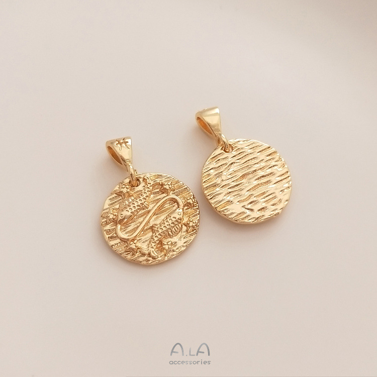 7g Weight Pendant Jewelry Making Type Diameter 13mm Jewelry Making Size 14K Gold Plated Plating Material DIY Jewelry Accessories Classification 1 Piece Quantity Copper Material Constellation Pattern Simple Style Style 1 Piece Diameter 13mm Copper 14K Gold Plated Constellation Pendant 13