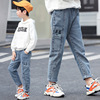 Children's clothing Boy Jeans children spring and autumn trousers Antique color 2021 spring clothes new pattern Elastic force CUHK Korean Edition