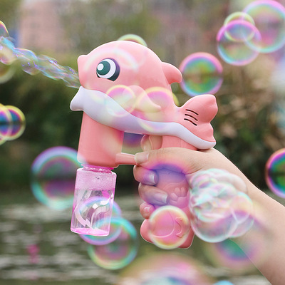 []children Cartoon Electric music lighting Dolphin Bubble Gun automatic Bubble machine Toys Cross border