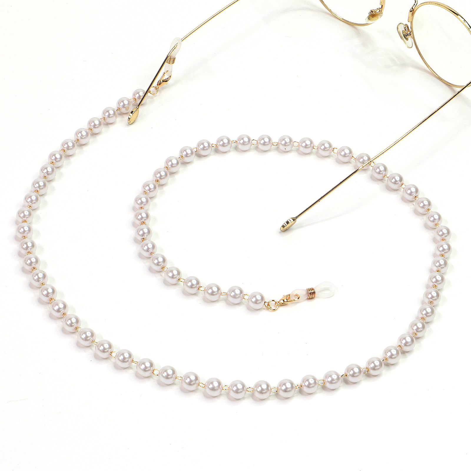 New 8mm Pearl Gold Glasses Chain Necklace Sunglasses Anti-lost Fashion Pearl Glass Chain Wholesale display picture 3