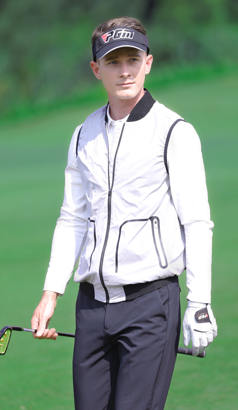 Áo vest golf nam PGM YF364 dáng gile không tay, chống gió nhẹ thoáng khí — Vest Nam YF364 màu xám, Áo vest nam YF364 màu trắng chi tiết 5