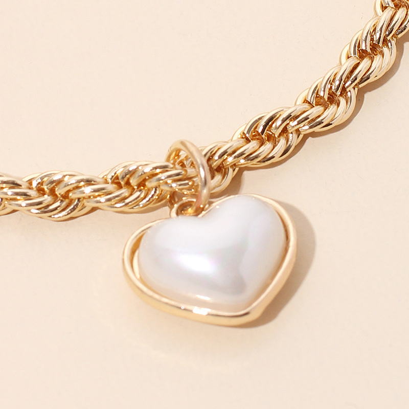 IG Style Simple Style Heart Beaded Alloy Rope Chain Pendant Necklaces Wholesale display picture 7