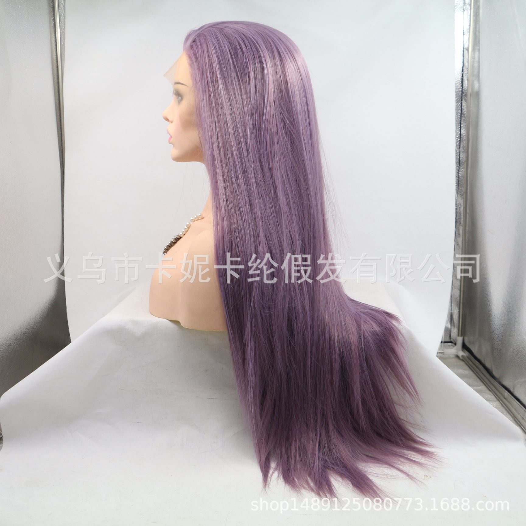 Europa y los Estados Unidos de moda parcialmente largo cabello recto fibra química pelucas de cabello para mujeres al por mayor en stock