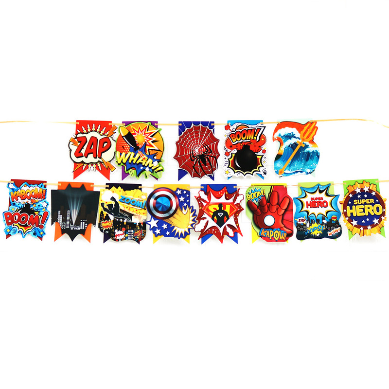 クロスボーダーはスーパーヒーローの誕生日パーティーの旗を引くアベンジャーズ連盟の横断幕の花を引くパーティーの装飾用品です。|undefined