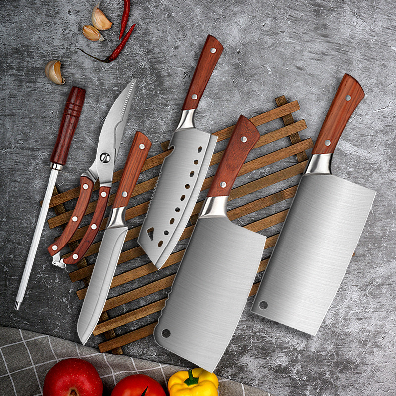 套裝廚房菜刀七件套家用套刀切片砍骨刀套裝組合可訂制logo刀具