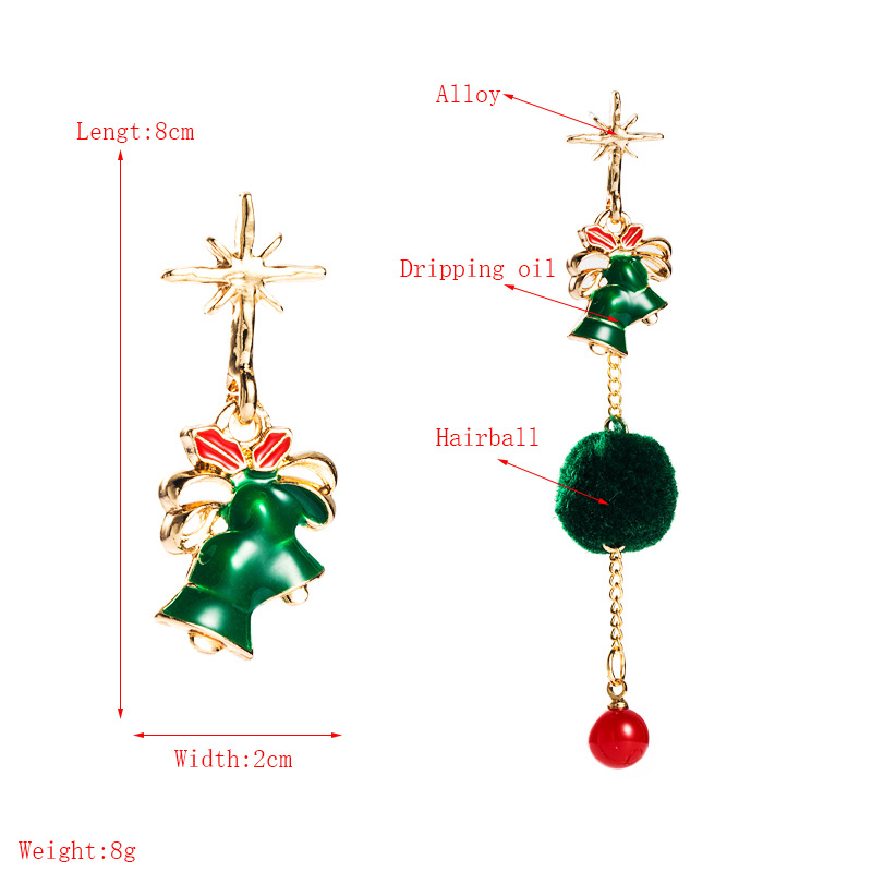 New Christmas Fashion Personality Asymmetrical Silver Needle Earrings display picture 1