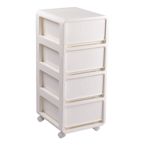 Bedside drawer cabinet with wheels, sandwich bedside table, bathroom living room, multi-layer snack kitchen storage plastic storage cabinet