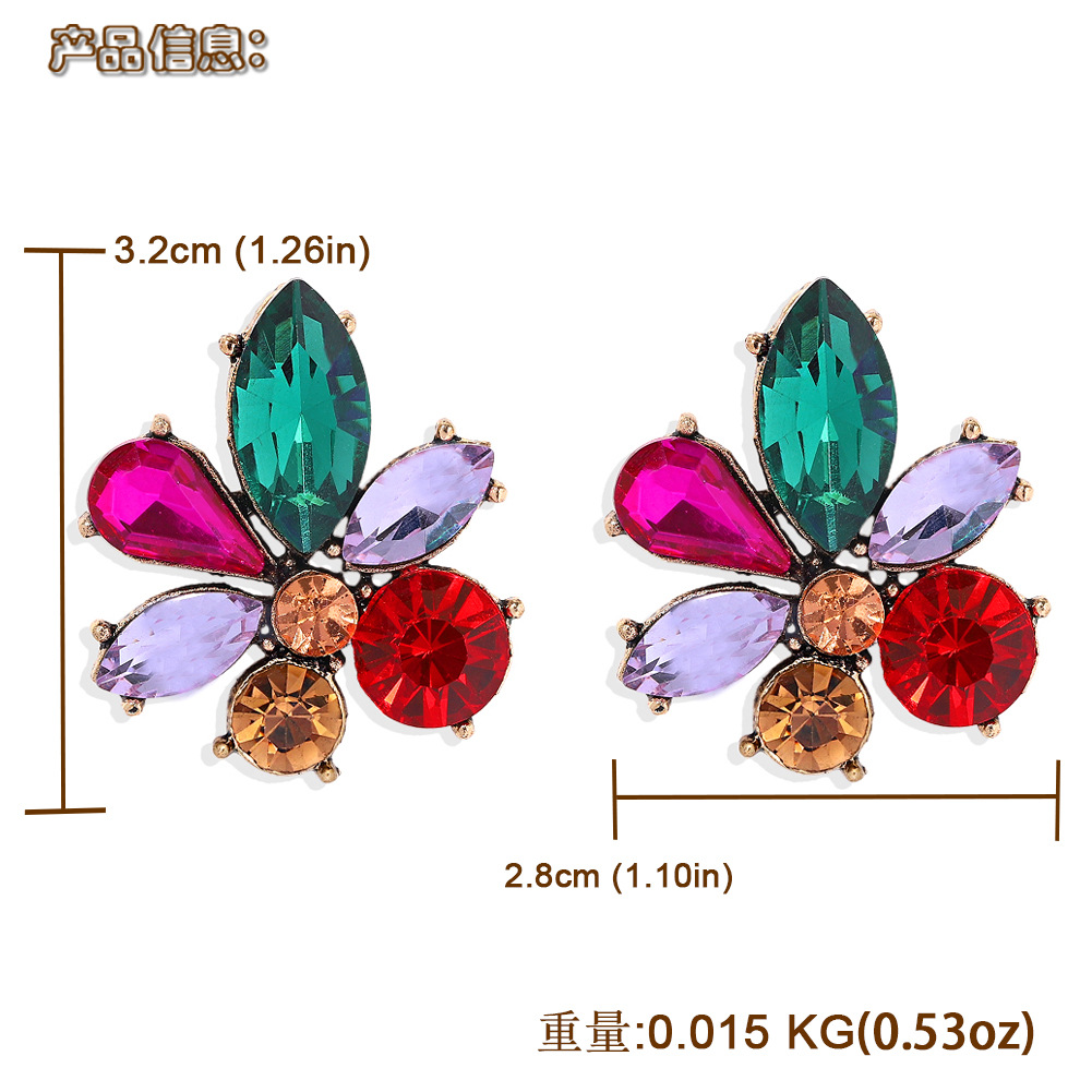 Fashion Niche Flower Inlaid Colored Full Diamond  Earrings For Women display picture 1