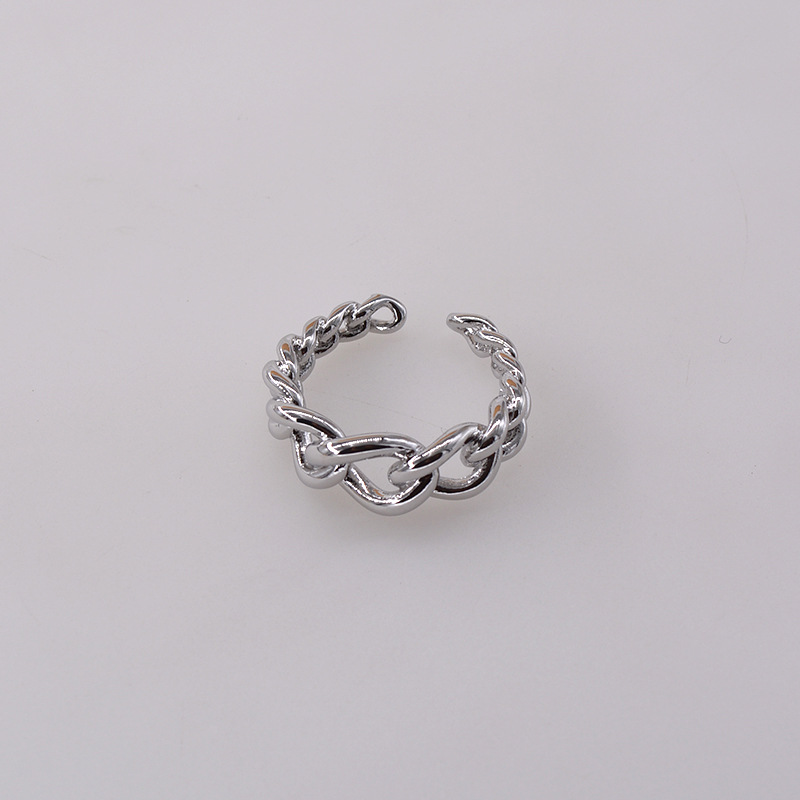 Simple Metal Chain Ring Female Korean Chain Rings Retro Hollow Opening Ring display picture 8