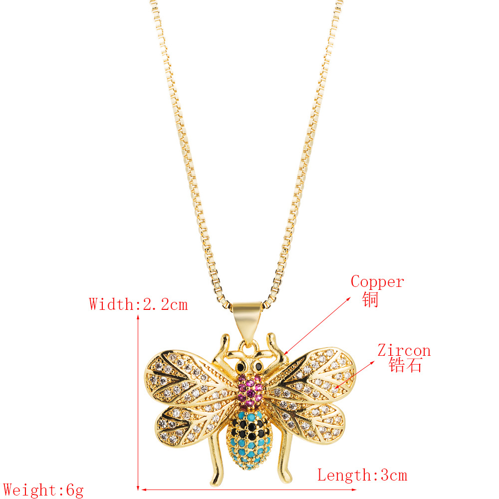 Européen Et Américain  Croix-frontière Mode Abeille Pendentif Femme Collier Jour De Creative Valentine Clavicule Chaîne De Cuivre Couleur Zircon display picture 1