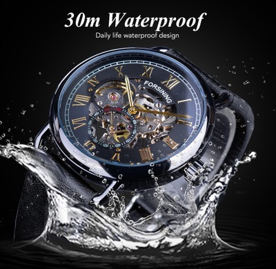 Forsining Fusini reloj mecánico manual de negocios para hombre transparente inferior casual reloj mecánico reloj cinturón