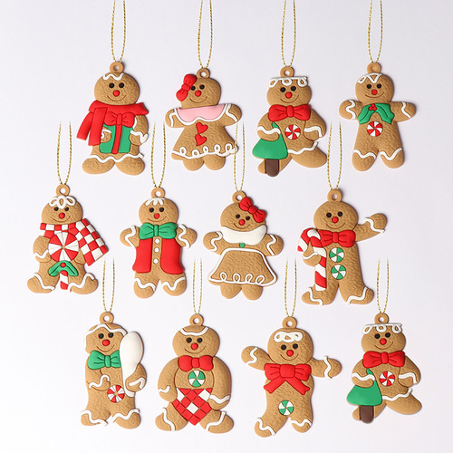 2sets  Gingerbread Man Christmas Tree Ornament pendant for xmas home decoration