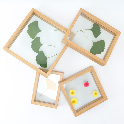 植物幹花樹葉標本框批發正方形剪紙diy畫框創意雙面玻璃相框擺台