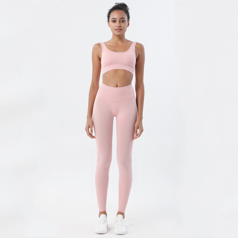Traje de pantalón sujetador rosa