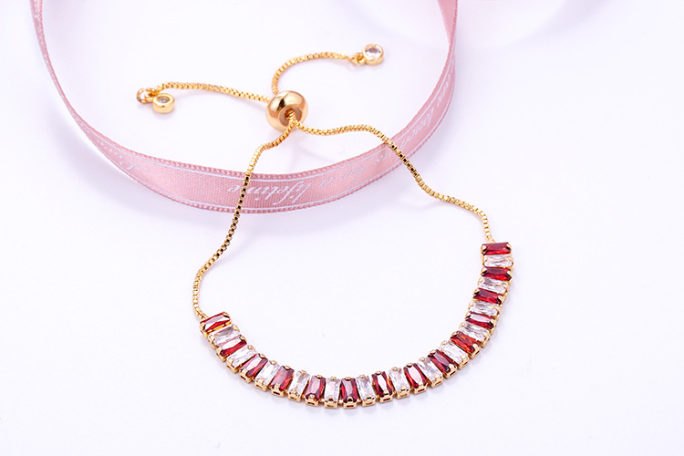 Women'S Gender Fashion Seven-color Zircon Adjustable Copper Bracelet