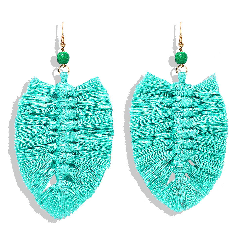 Hot-saling Hand-woven Tassel Small Wool Alloy Earrings Wholesale display picture 11