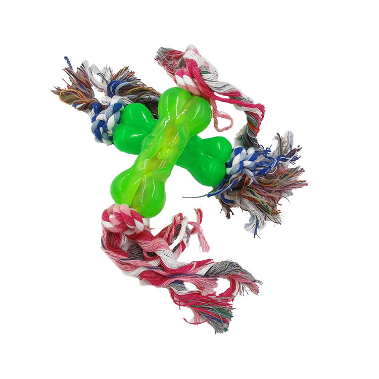 Suministro directo de fábrica TPR cuerda para mascotas perro de juguete cuerda de molienda nudo hueso perro de juguete perro entrenamiento perro Limpieza de dientes cuerda de mordida