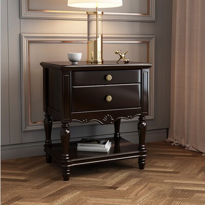 美式床头柜实木轻奢简约现代免安装 柜子卧室简易欧式白色田园|ms