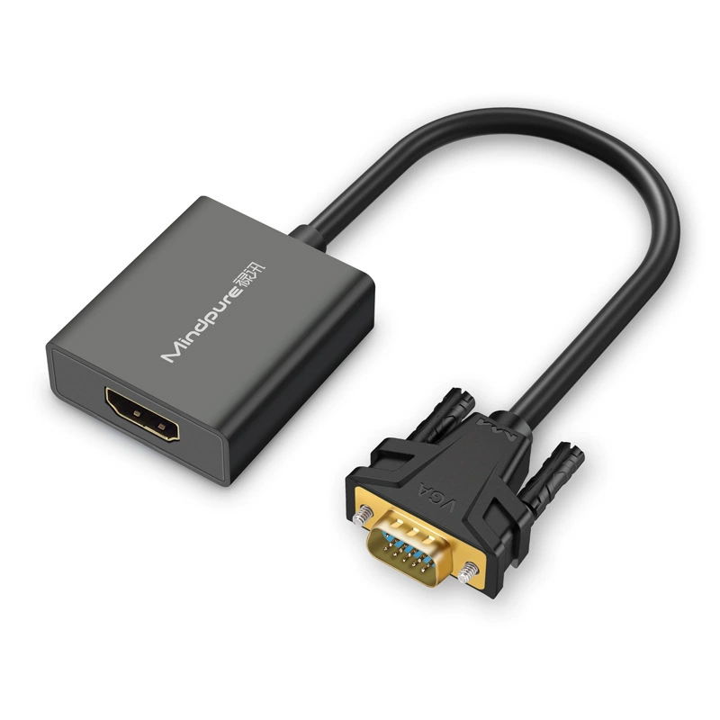 Преобразователь VGA в HDMI, встроенный аудио и внешняя подача питания, компактный 16×6×2.5 см