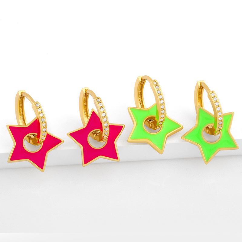 New  Fashion  Five-pointed Star Oil Drop Earrings display picture 2