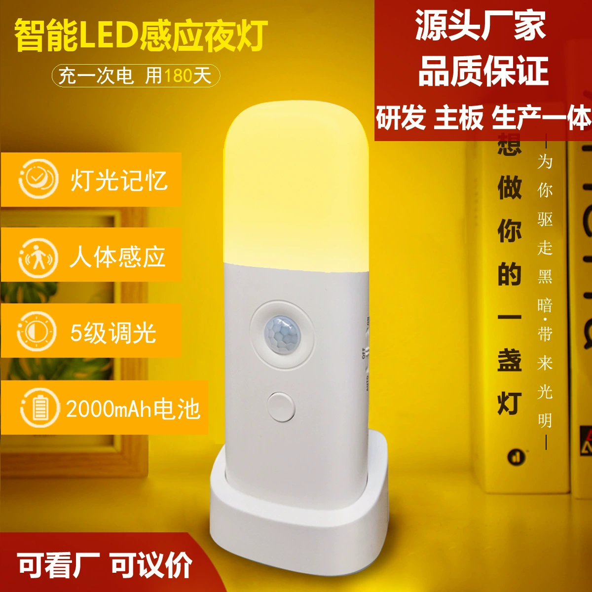 Оригинальный инфракрасный светодиодный Интеллектуальный индукционный ночник человеческого тела USB перезаряжаемый прикроватный светильник для спальни праздничный подарок лампа