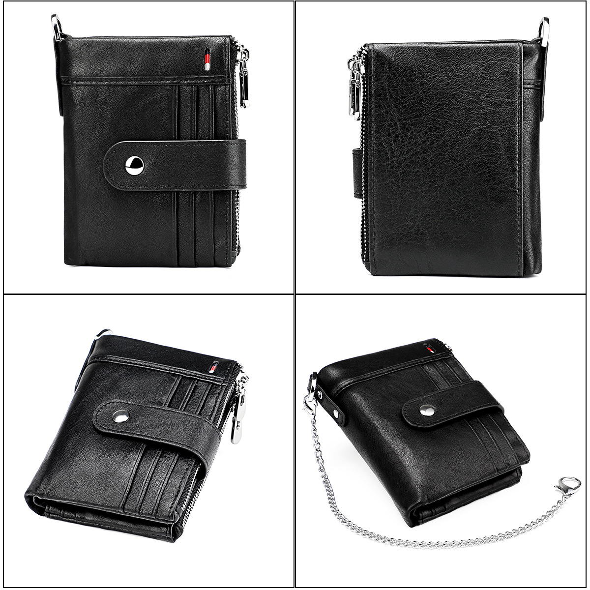 New Anti-theft Brush Wallet Multi-card Slot Leather Coin Purse Zipper Purse display picture 11