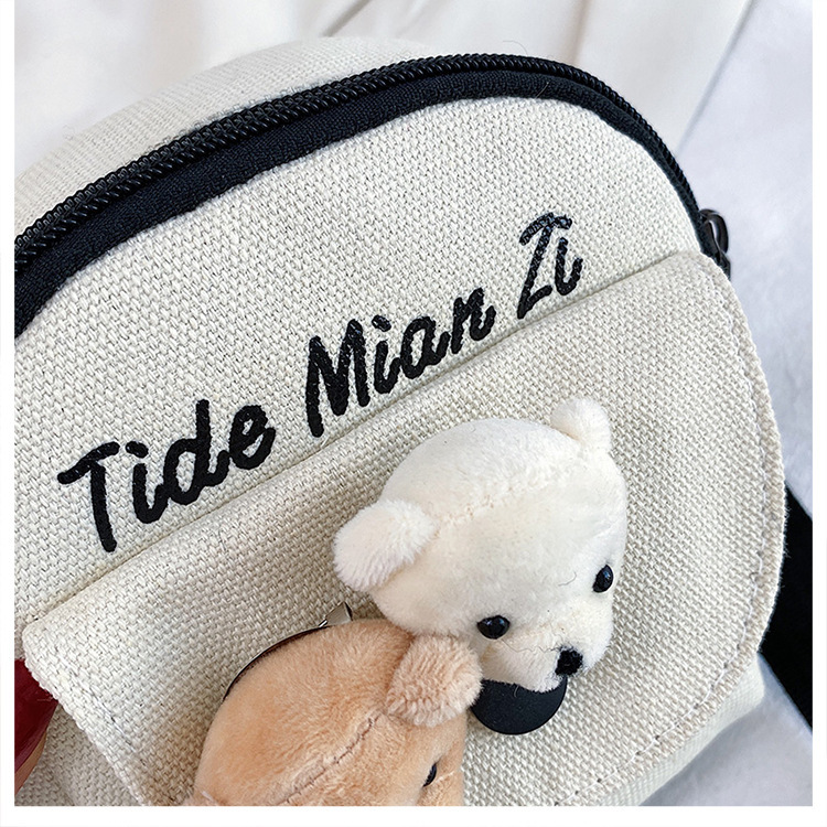 Korean version of Instagram, Japanese style Harajuku, cute and soft girl, with a unique vintage look, girl canvas single-shoulder small crossbody bag, female student undefined