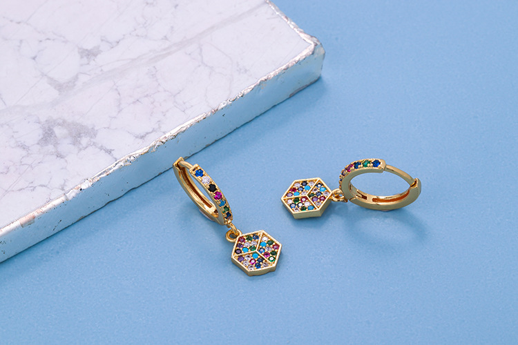 10g Weight Zircon Inlay Material Earrings Classification Housewarming, Anniversary, Business, Wedding, Travel, Birthday, Festival Occasion Copper Material Geometric Pattern Women'S Gender Plating Design Fashion Style Copper Plating Geometric Zircon 36