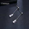 Fashionable long zirconium, earrings, Korean style, silver 925 sample