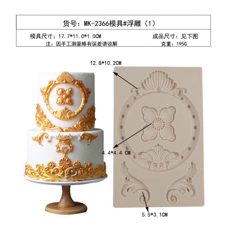 Patrón retro de estilo europeo pastel en relieve molde de silicona ritmo seco molde de epoxi molde fondant molde de borde de encaje