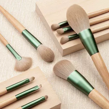 Factory new soft wool 10 green rose makeup brush set Cangzhou blush powder eye shadow brush beauty makeup tools - ShopShipShake